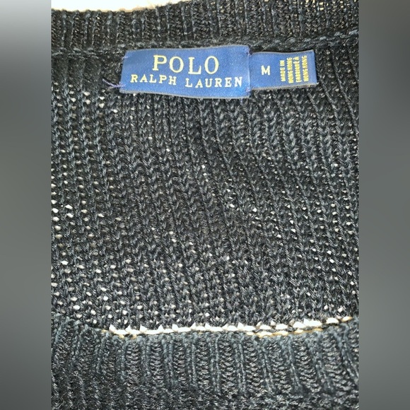 RALPH LAUREN POLO SWEATER BLACK TAN STRIPE COLLEGE PREPPY RESORT NYC DESIGNER - Picture 4 of 5